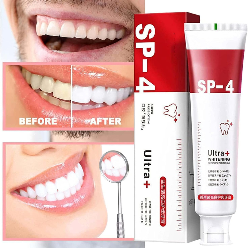 Dentifrice SP-4 Blanchissant Naturel – Probiotique, Anti-Taches & Haleine Fraîche