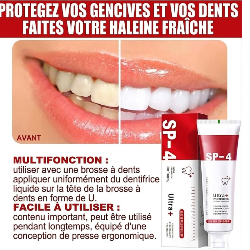 Dentifrice SP-4 Blanchissant Naturel – Probiotique, Anti-Taches & Haleine Fraîche
